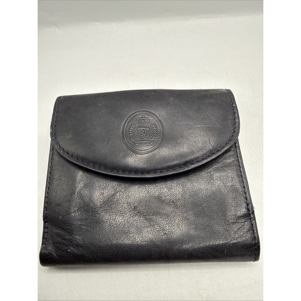 Vintage Leather Tommy Hilfiger Trifold Wallet Black
